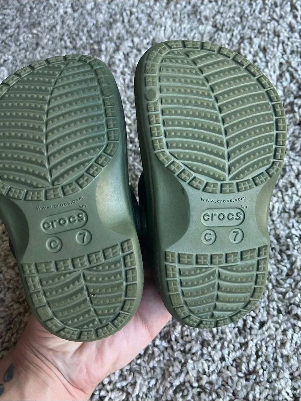 CROCS Baby Kids Fuzzy Lined Clog - Olive Green